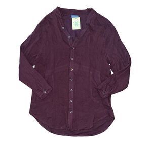 NWT SWEET LOVELY Donna Front Button Raw Hem Tunic Mulberry S